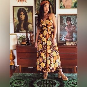 Yesterday people- Honey bunch halter dress in Come and get your love orange